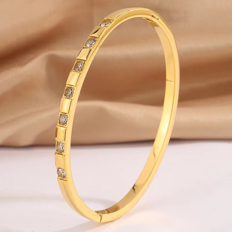 REBEL Stainless Inoxydable Stainless Steel 18K Gold Plated Roman Women Fashion Jewelry Bracelets Bangles