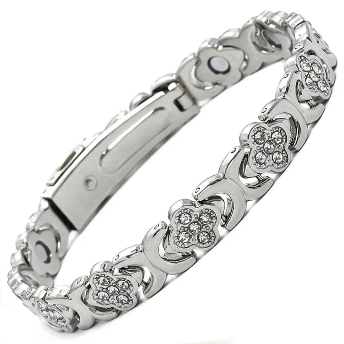 Euro-American Cross-border Hot-selling Magnetic Bracelet Stylish Luxury Lucky Clover Design Kevlar Natural Stone Single-Row