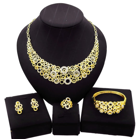 Zhuerrui Hot Sale Butterfly Xoxo Necklace Set Rhinestones Exquisite 4Piece Set Gold Filled Women Bridal Jewelry Set HN21030614