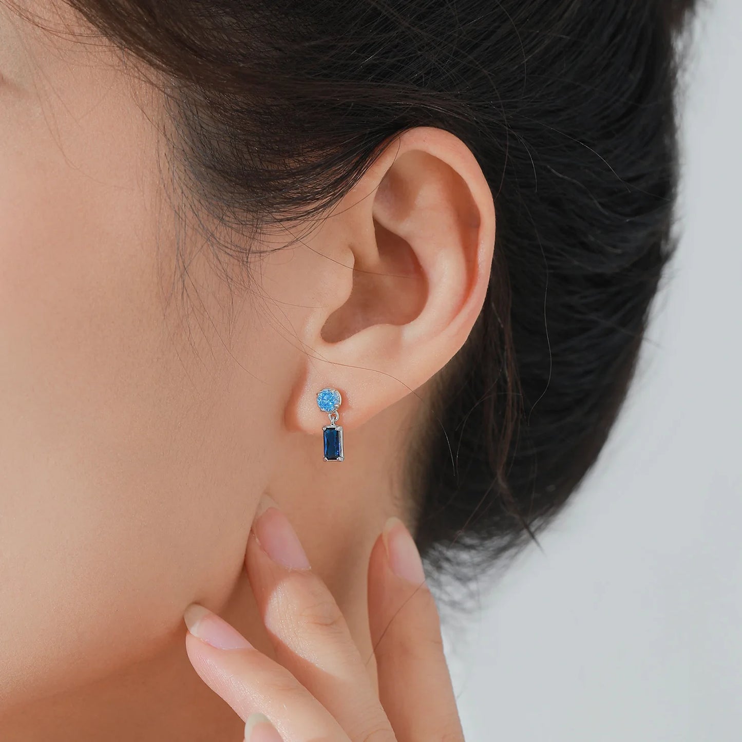 925 Sterling Silver Earrings Necklace Ring Three Piece Set Elegant Temperament Fashion Blue Jewelry Set Gift Set