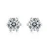 Six Claws Snowflake Moissanite Pink Blue Diamond Stud Earring 925 Sterling Silver Moissanite Earring Women Jewelry
