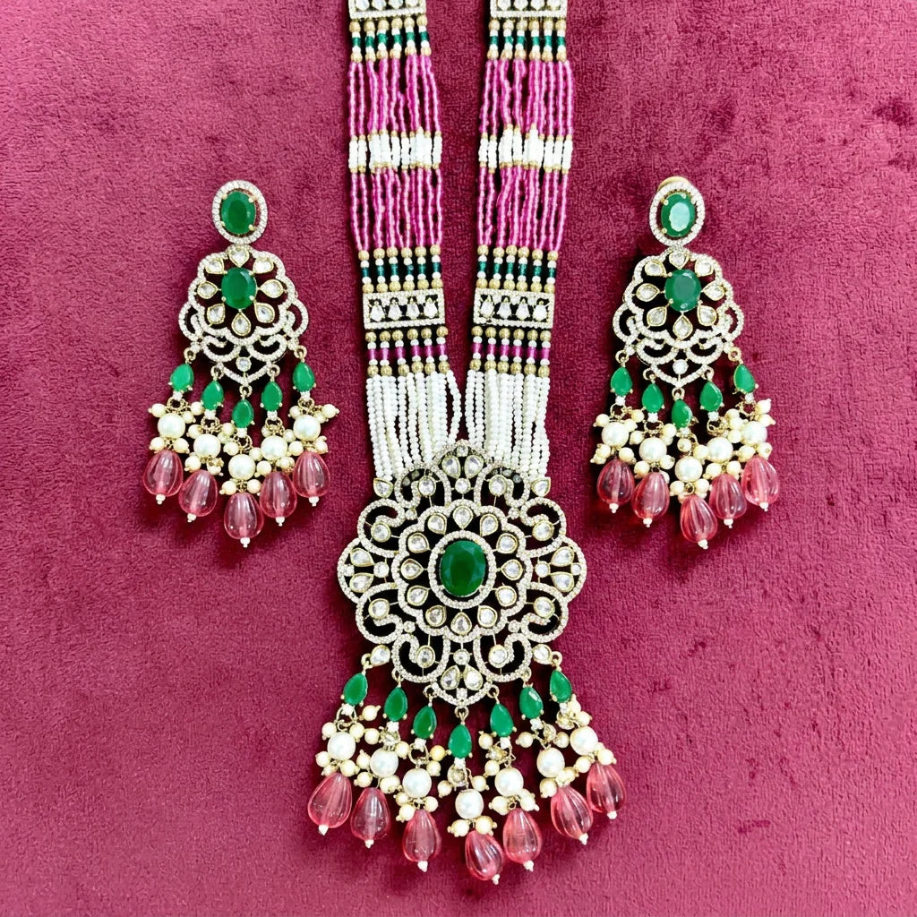 Luxury Multi Strand Pearl Pendant Necklace Set Gold Plated Bridal Wedding Traditional Long Haram Jewelry for Women Set