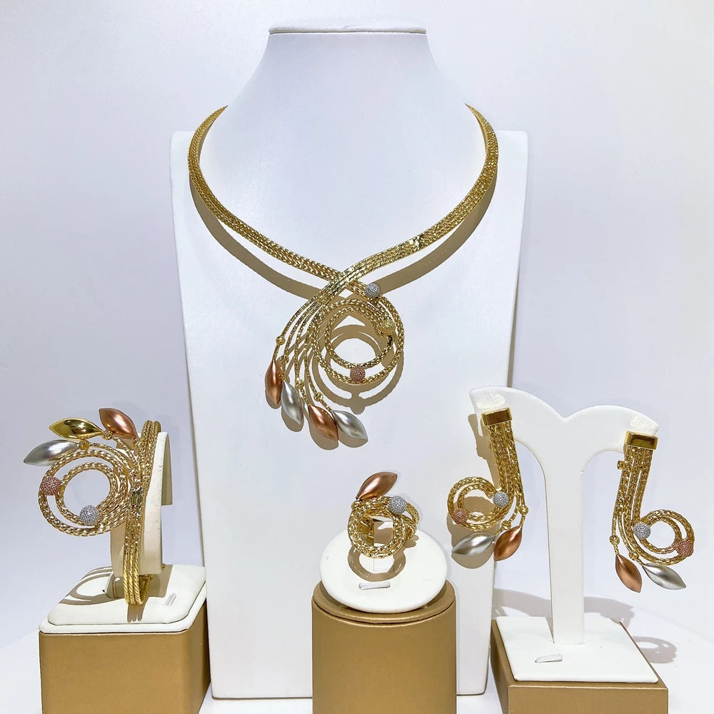 Italian Jewelry Set Alloy Brazilian Jewelry Sets Wedding Party Pendant Necklace Bracelet Ring Earrings Jewelry Set  HS2603525