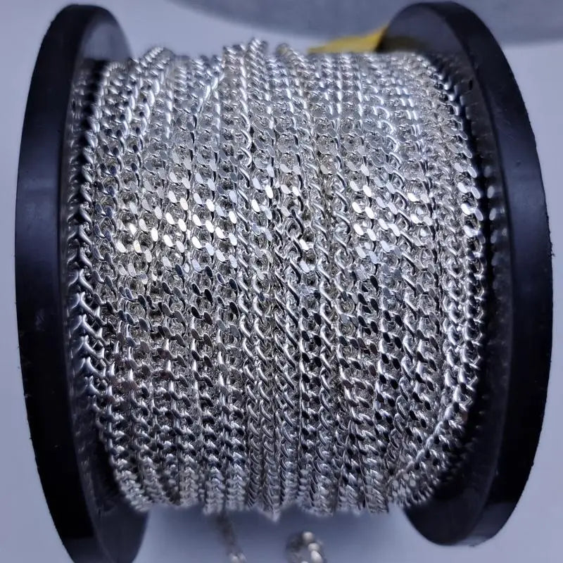 Fashion 925 Sterling Silver DC Cut Cuban Link Chain for Women Making Anti Tarnish Bracelet Necklace