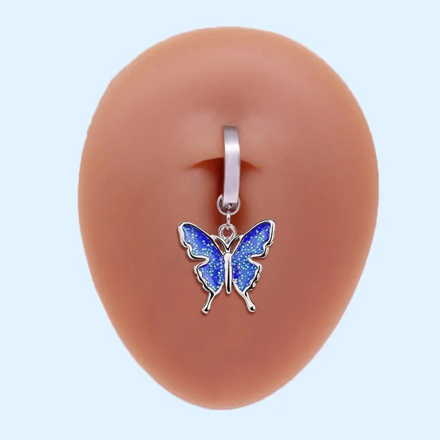 S&S Minimalist Curved Smooth Belly Button Nail butterfly Five Pointed Star Belly Button Buckle Piercing Jewelry