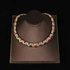 Medieval Retro Copper Inlaid Rhinestone Necklace Earrings Bracelet Fashion Light Luxury Elegant Jewelry Set