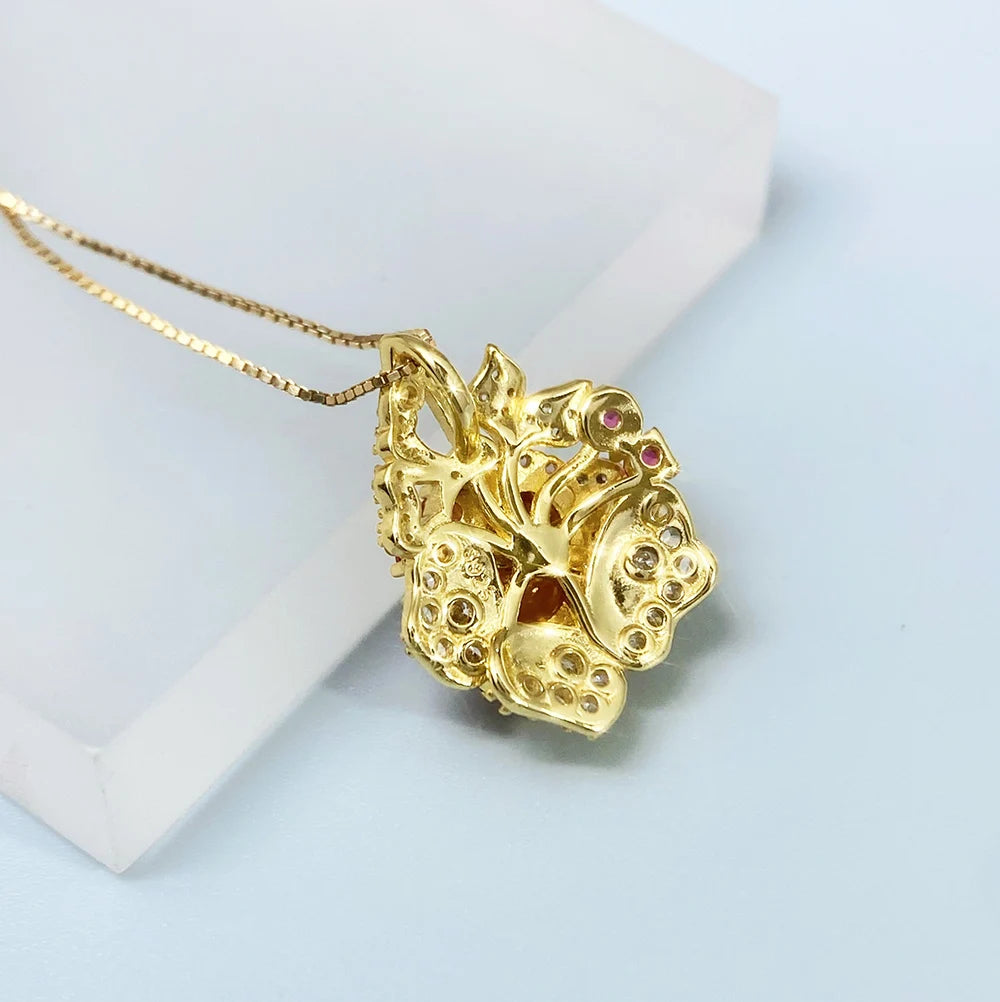 Gioiellieri Natural Fanta Garnet Pendant S925 Sterling Silver Necklace for Women Fine Jewelry January Birthstone Anniversary Gift Orange