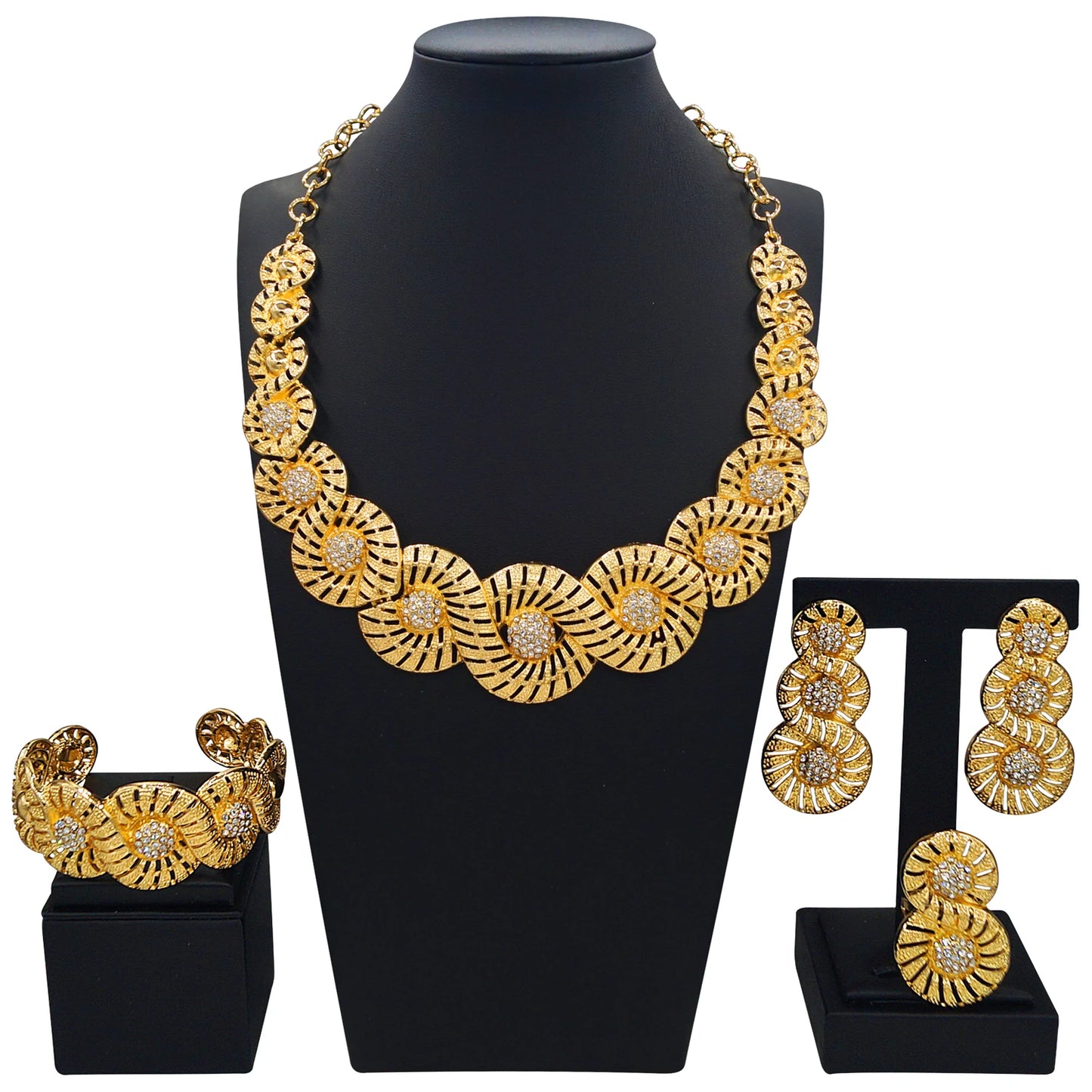 Zhuerrui Italiano Gold Designs Women Jewellery Set Party Fine Costume Jewelry Set Luxury Big Necklace Jewellery Sets I005520