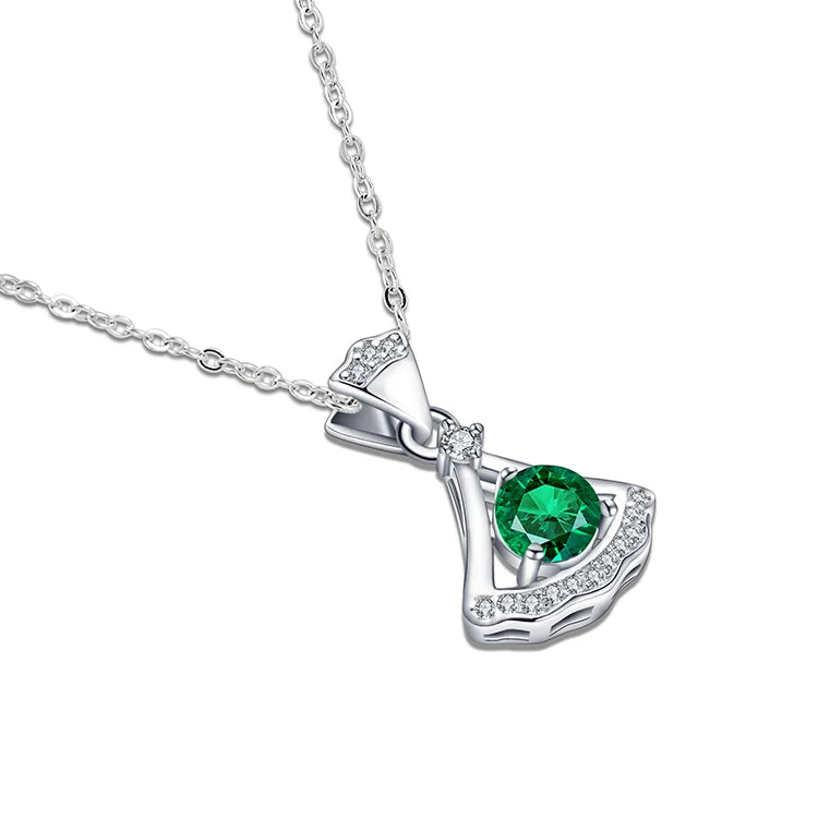 Gemfiori Fine Jewelry 925 Sterling Silver Necklace Solid Silver Link Chain Necklace Personalized Sets Birth Stone Loose Gemstone
