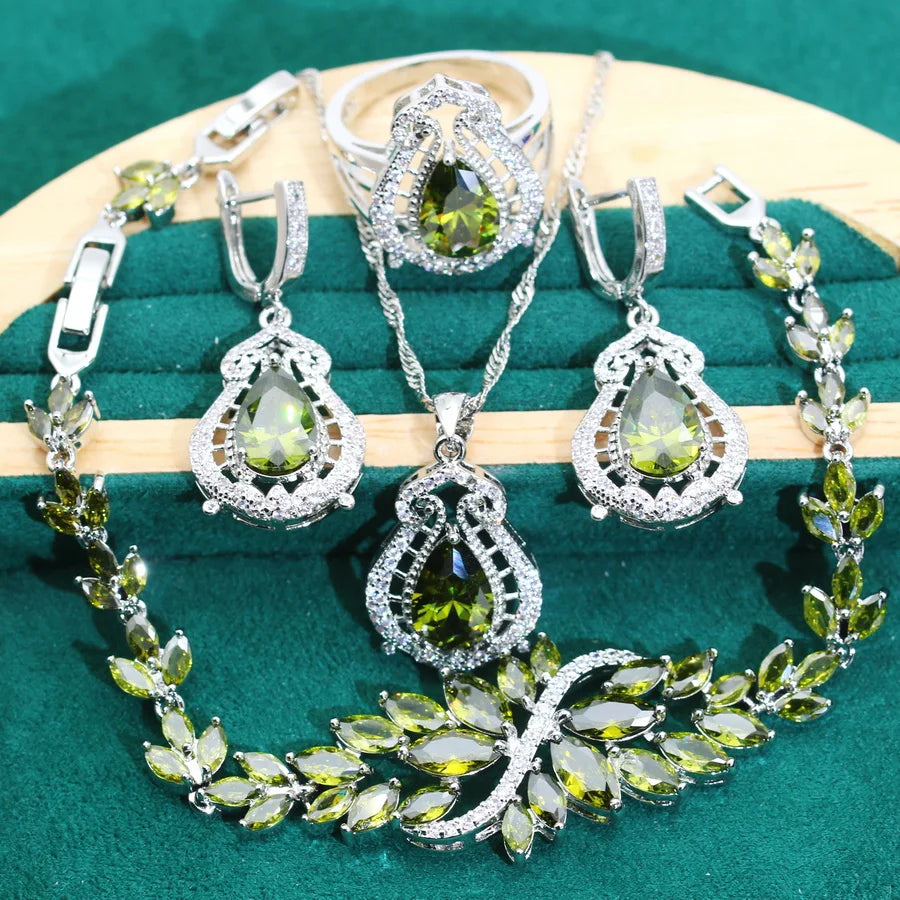 XOTICA 2024 New Purple Zirconia 925 Silver Women's Jewelry Sets Wedding Earrings Rings Pendant Necklace-for Parties Engagements