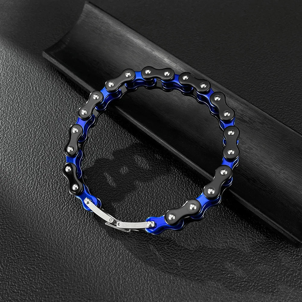 Wholesale 18K Gold Plated Stainless Steel Biker Bracelet Punk Adjustable Tarnish Free High Polish Bike Chain Bracelet