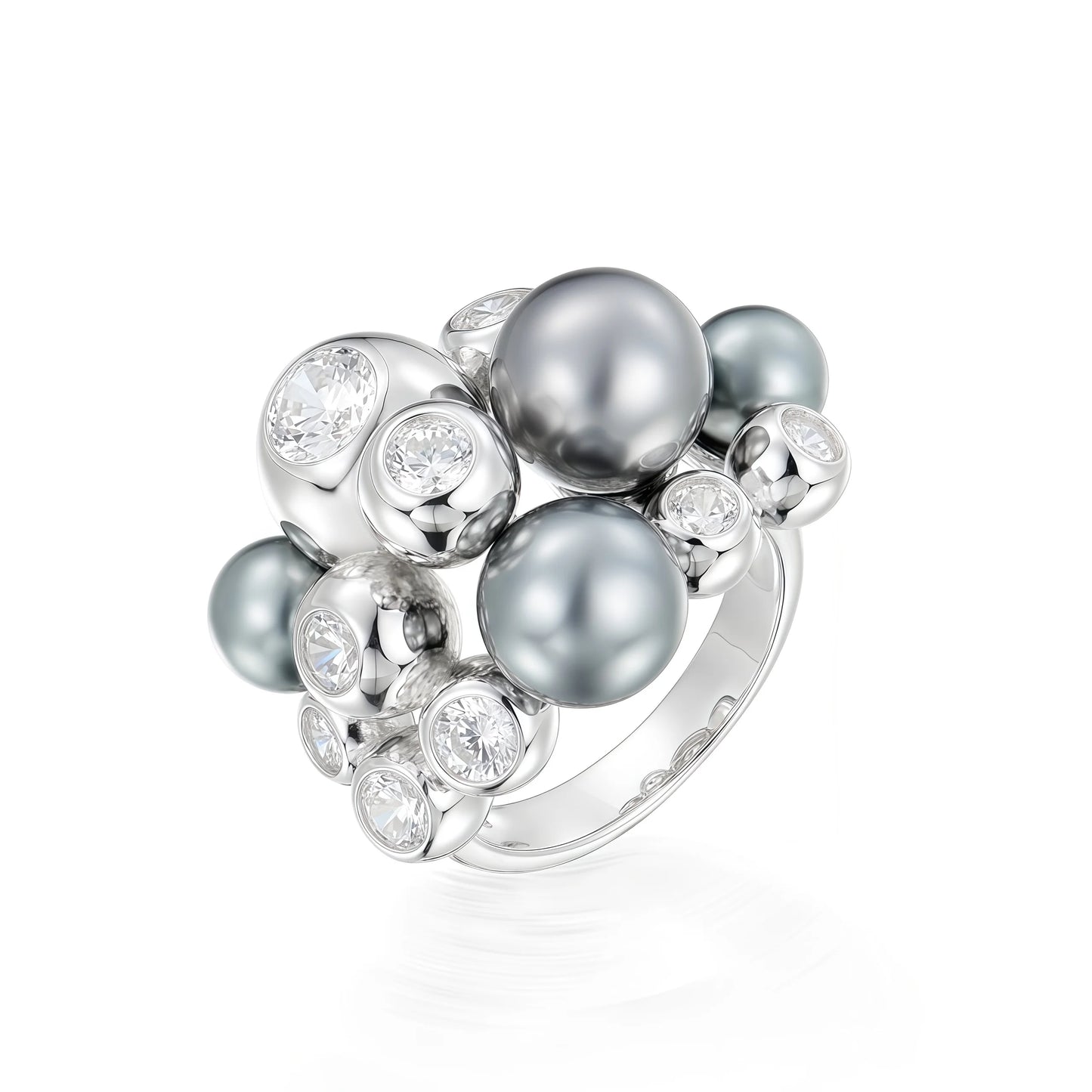 MUSHAN Jewelry Factory Female 925 Sterling Silver Ring High Carbon Diamonds and Pearls Fine Rings for Women Anniversary Jewelry