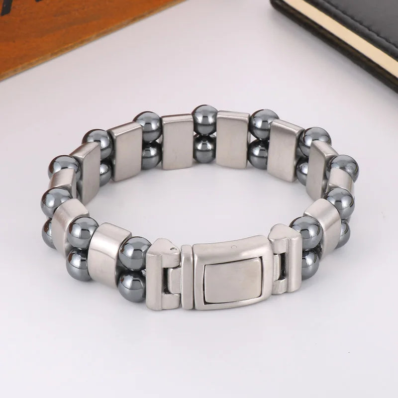 KALEN 210mm Unisex Casual Stainless Steel Bracelet With Iron Stone Links