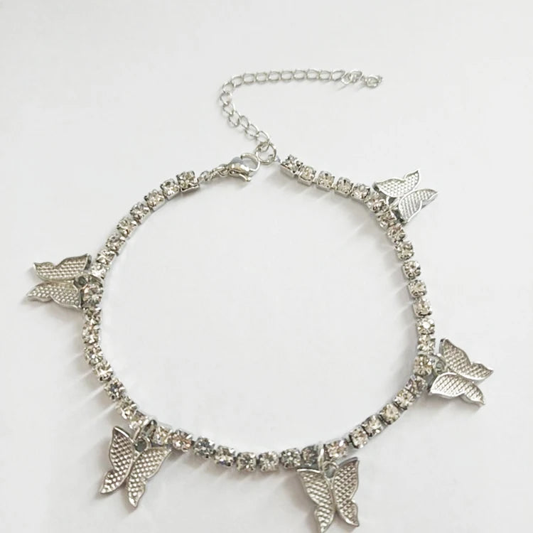 Wholesale Cuban Link Anklet Chain Anklet Butterfly Pendant Anklet for Women