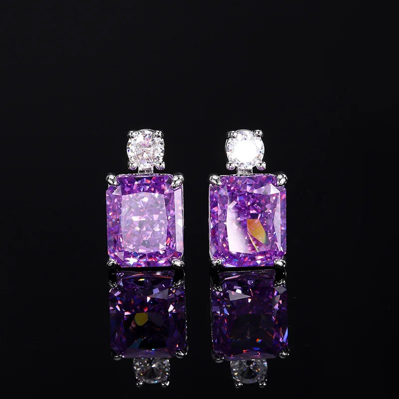 Gemfiori High Class Exquisite Purple Pendant Perfume Bottle Earrings Fashion Ring Temperament Jewelry Set