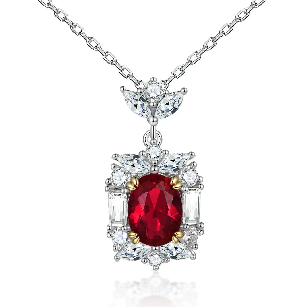 Wholesale Rhodium Plated 925 Sterling Silver Vintage Denel-shaped Claw Setting Zircon Pendant Women's Wedding Brides Jewelry Set