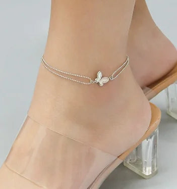 LT-S103 INS Jewelry Minimalist butterfly Anklet for Women Foot Accessory Stainless Steel Titanium Steel 18K Gold Plating
