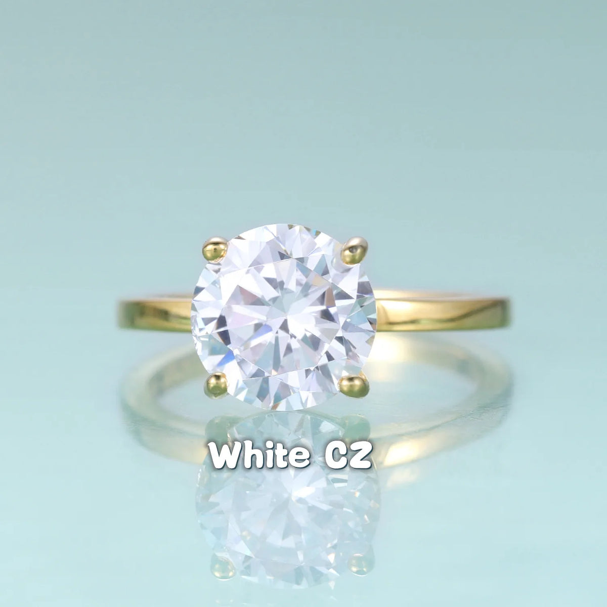 Gemfiori KH073 Abiding Direct Sale Women Jewelry 4 Claw 9MM Big Gemstone 925 Sterling Silver Gold Plated Solitaire Rings