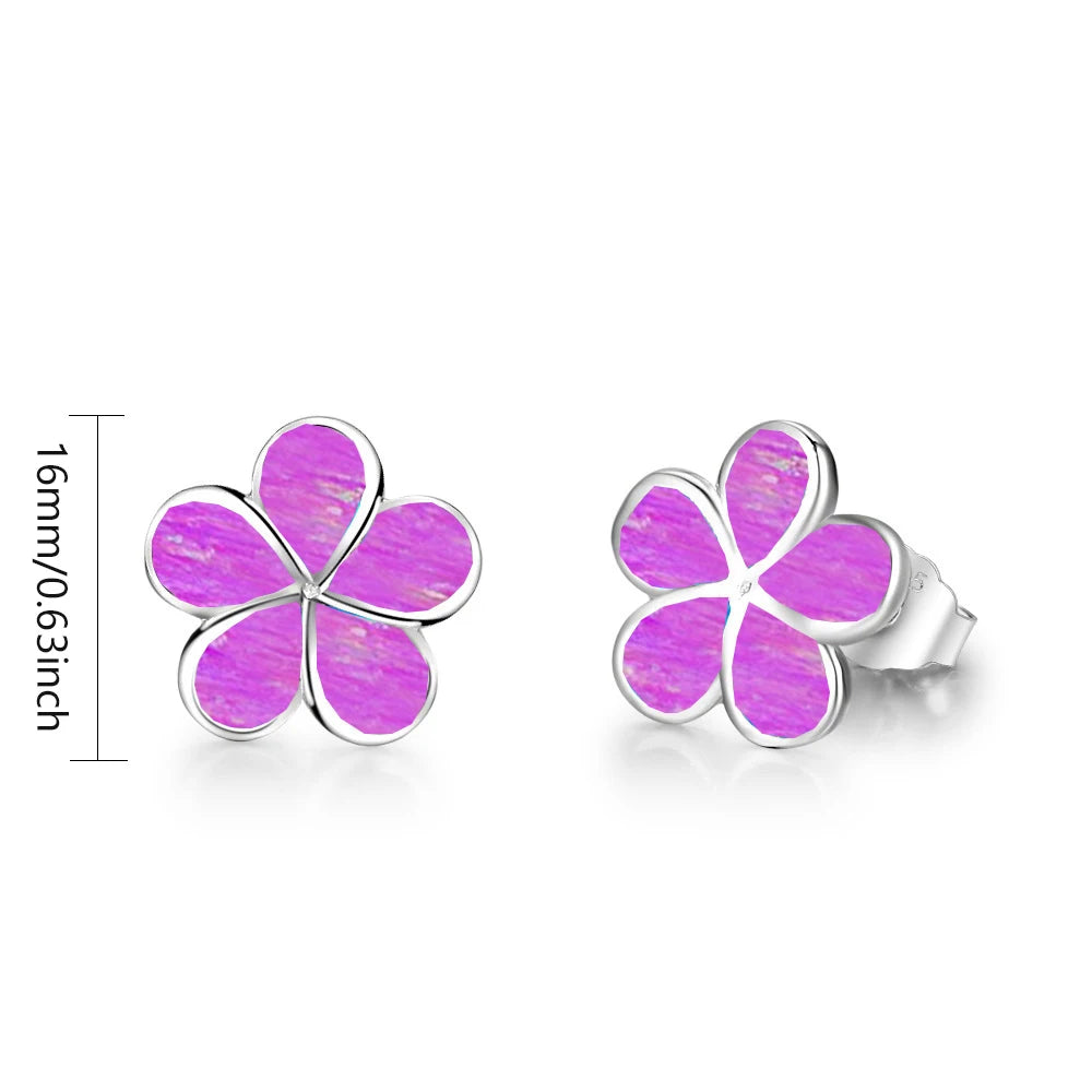 Jewelry for Women Bohemian Plant Floral Cluster Silver Plated  Opal Stud Earrings
