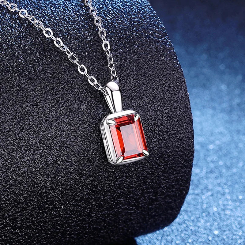 Grade D 1ct /2ct Moissanite Lab Grown Emerald Ruby Sapphire Necklaces 925 Sterling Silver Jewelry  Pendant Necklace Women