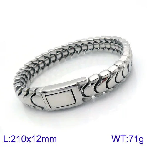 REBEL Fashion Hip Hop Style Jewelry Stainless Steel Geometric Pattern Chain Bracelet for Men