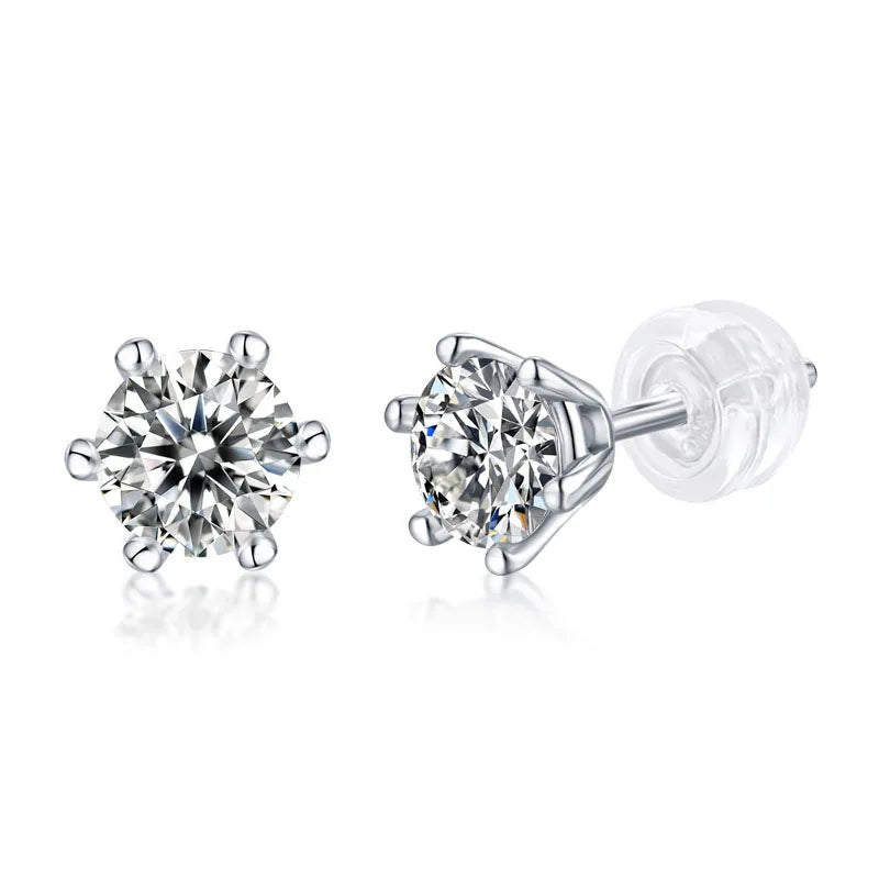 Six Claws Snowflake Moissanite Pink Blue Diamond Stud Earring 925 Sterling Silver Moissanite Earring Women Jewelry