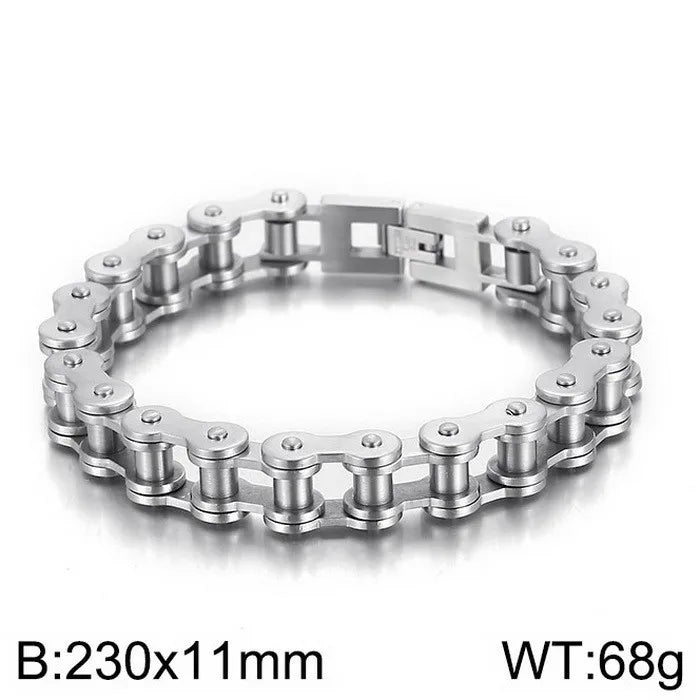 KALEN Shiny Bicycle Chain Stainless Steel Charm Necklace Mens Bracelets