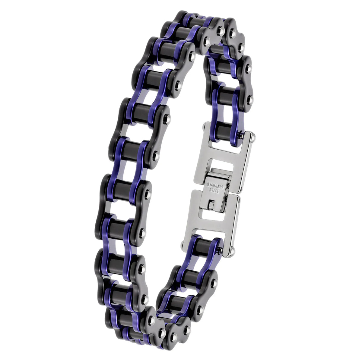REBEL European American Womens Bicycle Motorcycle Chain Stainless Steel Bracelet Real Gold Plating Trendy Rock-Style Personalized