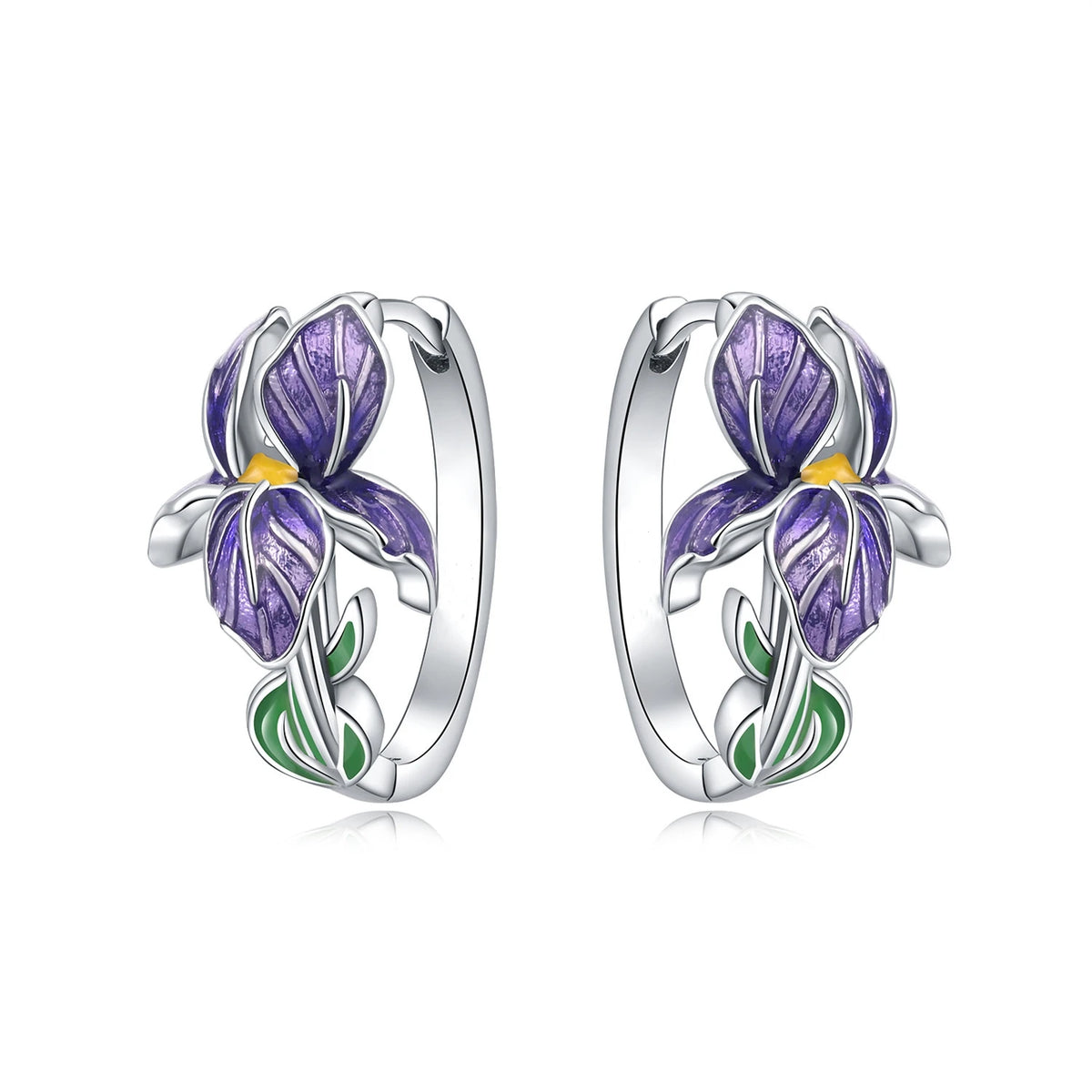 S&S Zircon Plant & Maple Leaf Hoop Earrings — S&S Collection