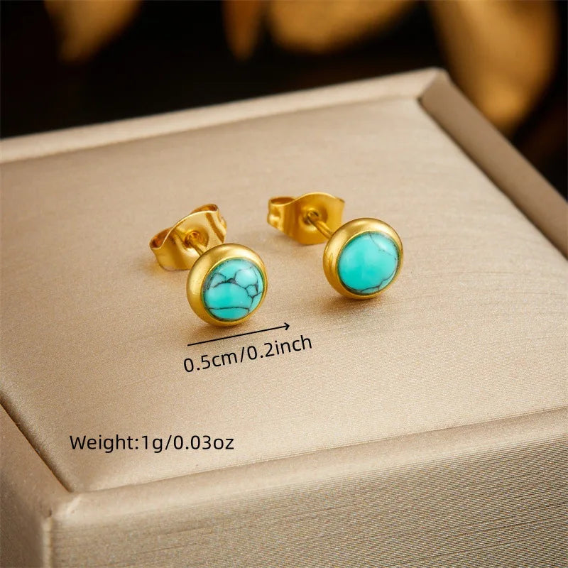 Gold Turquoise Chain Necklace, Earrings & Bracelet Jewellery Set | Boho Luxury Fashion Set