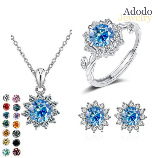 ArtistA Sunflower Round Moissanite Earrings in 925 Sterling Silver