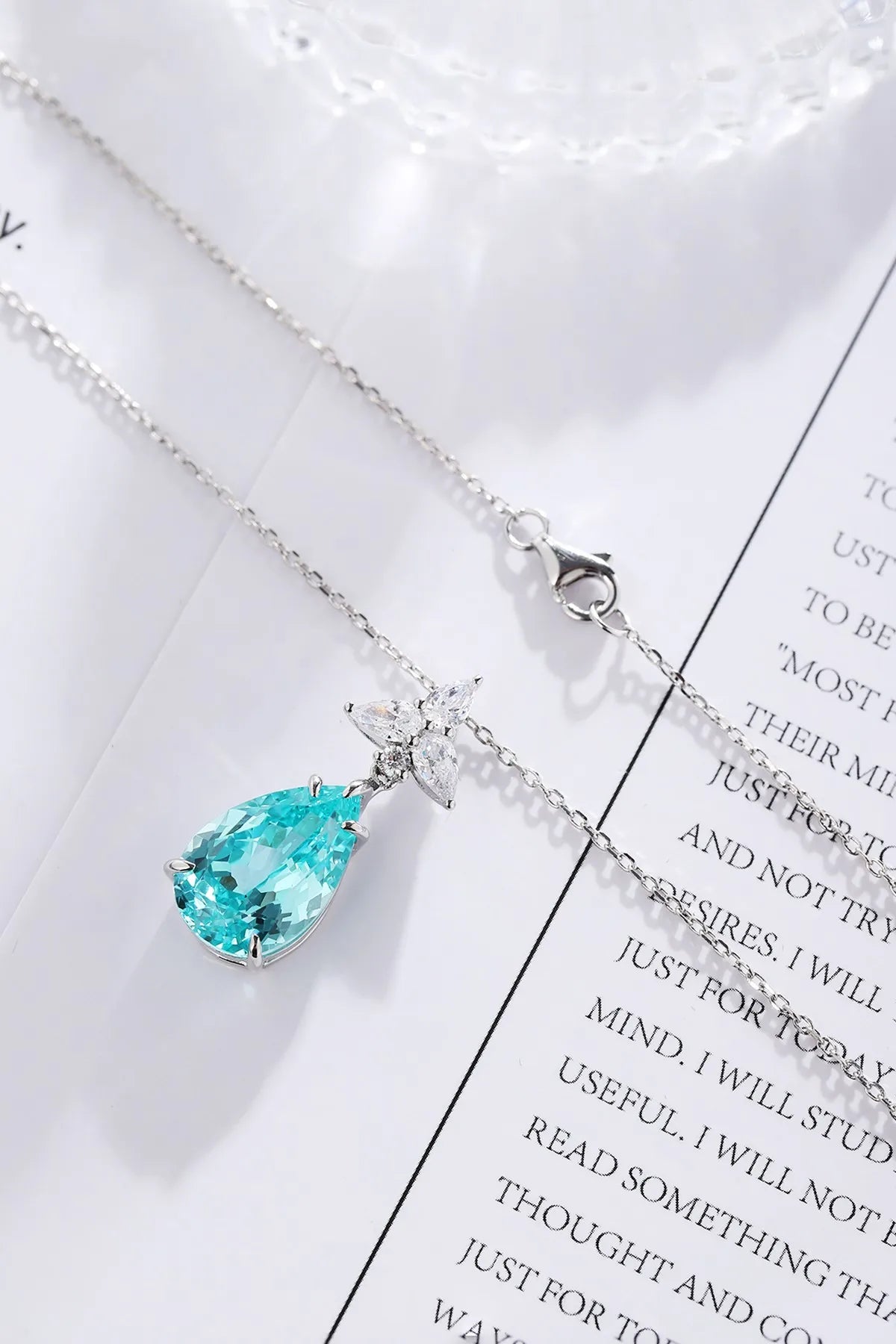 Gemfiori Anster 925 Sterling Silver High-quality Cultivated Paraiba Necklace - Suitable for Parties or As a Gift