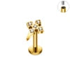 ASTM F136 Titanium 16G Internal Thread Zircon Inlay Labret Flat Back Lobe Helix Tragus Moon Cross Earrings Piercing Jewelry
