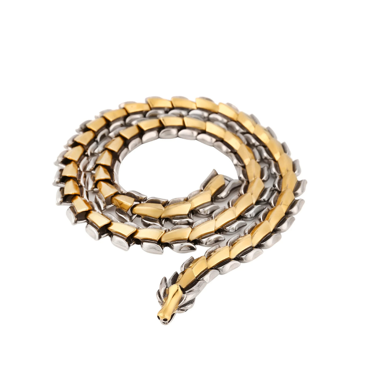 REBEL VIKING Jormungandr World Serpent King Chain Necklace – Stainless Steel