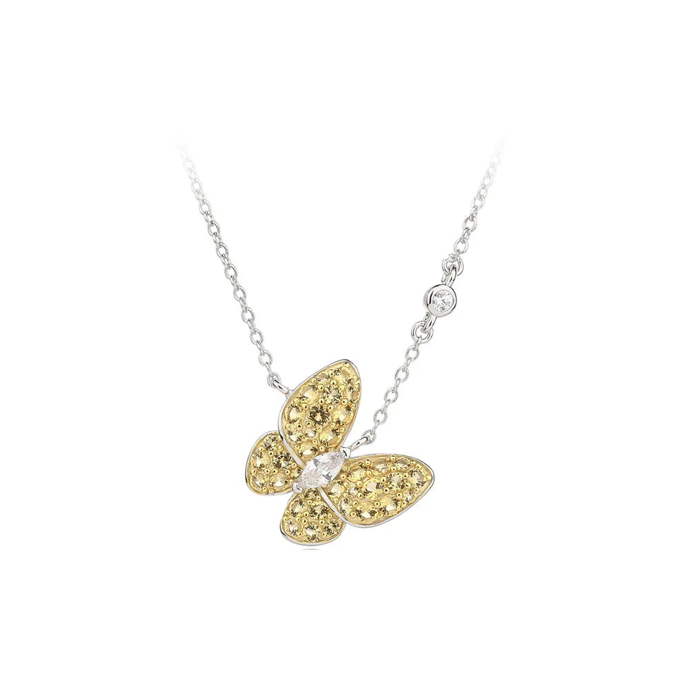 MUSHAN Jewelry Factory S925 Sterling Silver Butterfly Necklace for Women Electroplated Gold High Carbon Diamond Jewelry