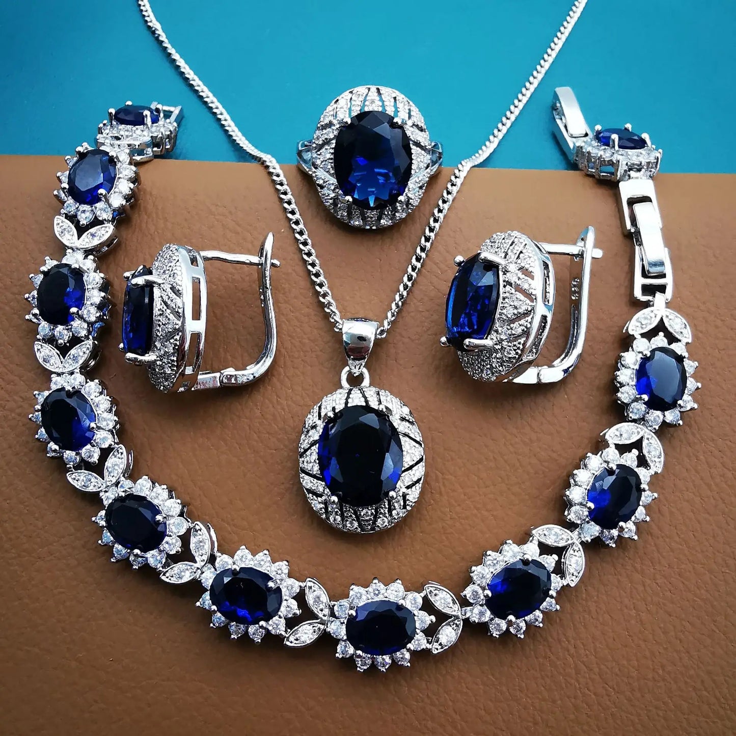 South Indian Wedding Fashion Tanzanian Crystal Zircon Jewelry Bridal Necklace Sets Nalloy Multistrand Necklace for Women Indian