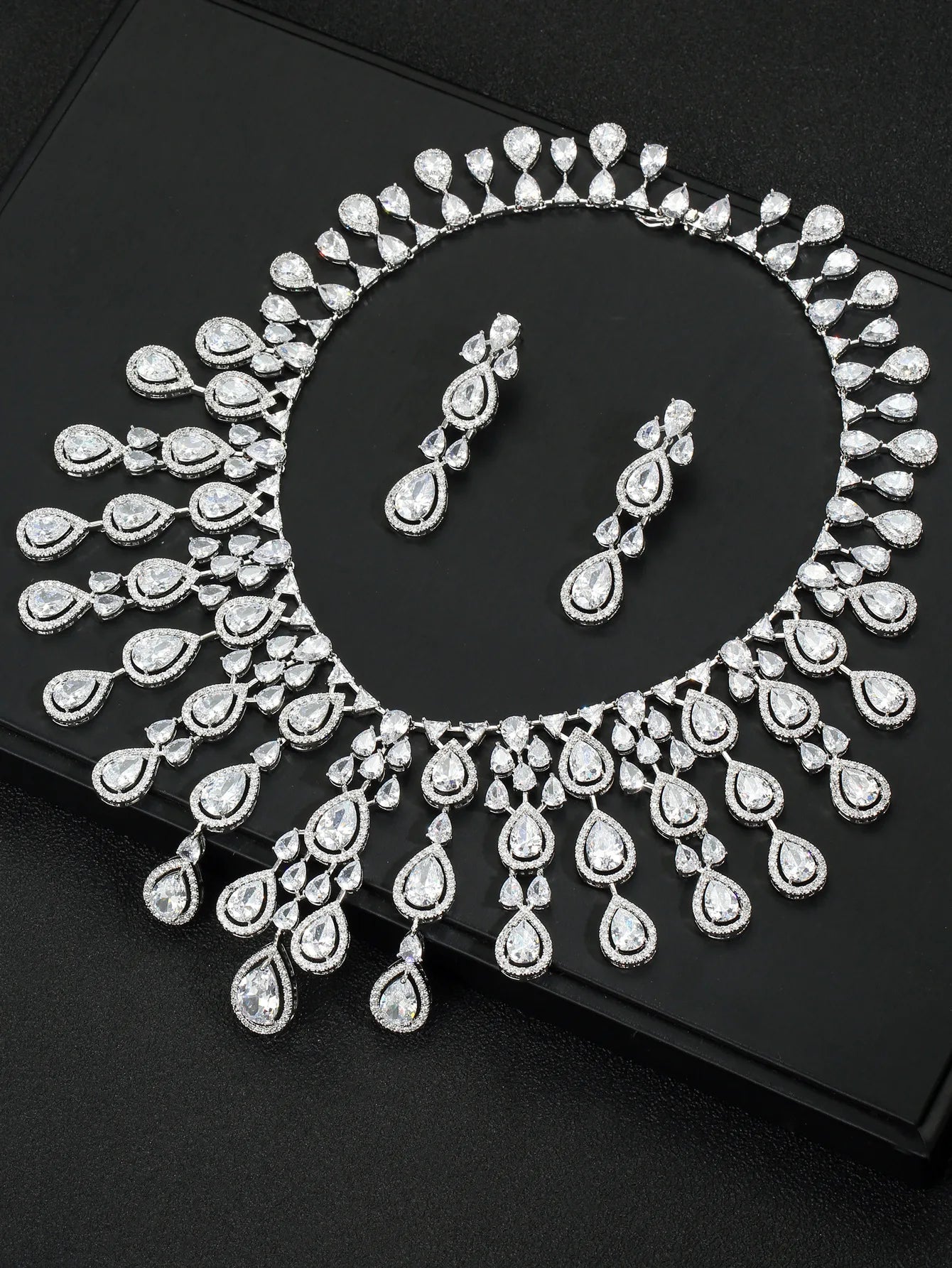 African Wedding Necklace Earring Sets Wholesale Jewellery New Women's Fashion Luxury Wedding Jewelry Set
