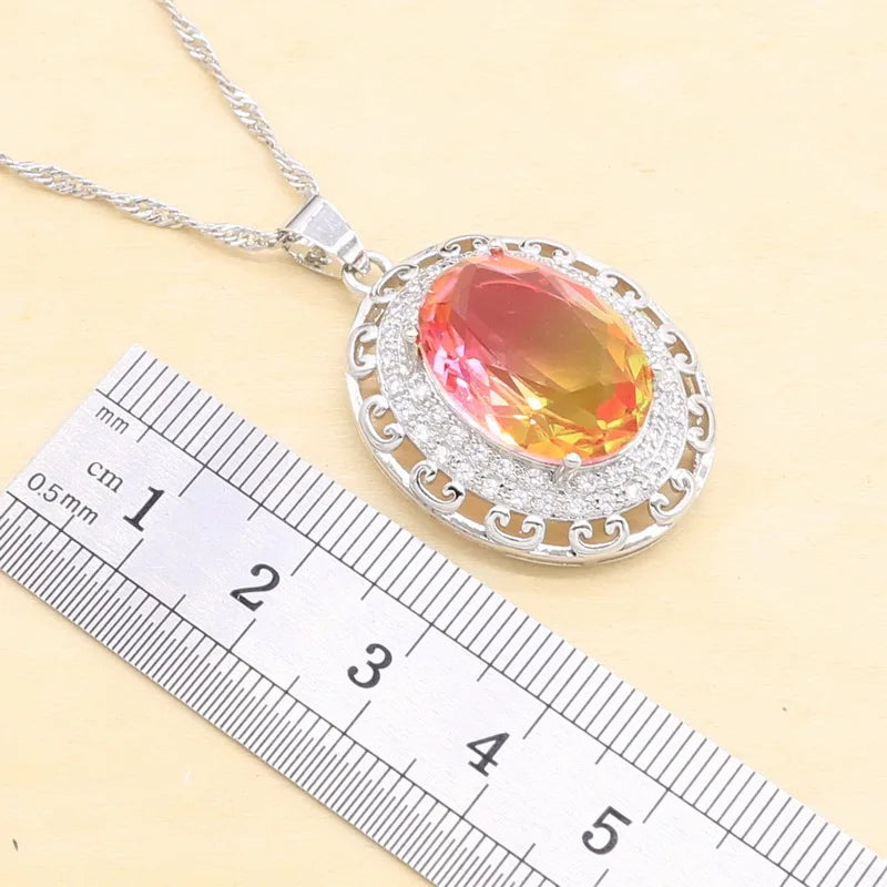 XOTICA 925 Sterling Silver Jewelry Set for Women Including Necklace Ring Pendant for Wedding Party Engagement Anniversary Zircon Comes