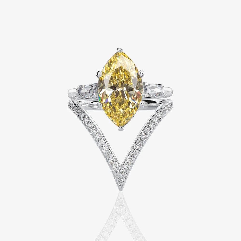 MuShan Jewelry Factory New Set of Jewelry 8*14 High Carbon Diamond 6 Carat Horse Eye Ring With Personality