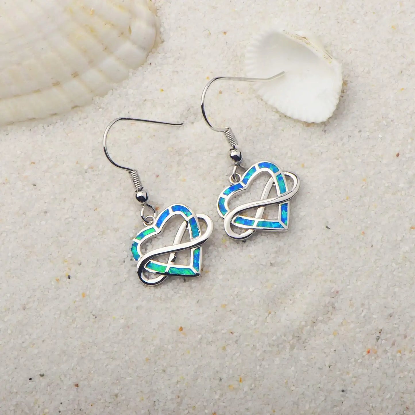 Trendy Dainty Brass Silver Plated Christian Opal Heart Shaped Love Pendant Earrings Cute Minimalist Gift Jewelry Bulk Supply