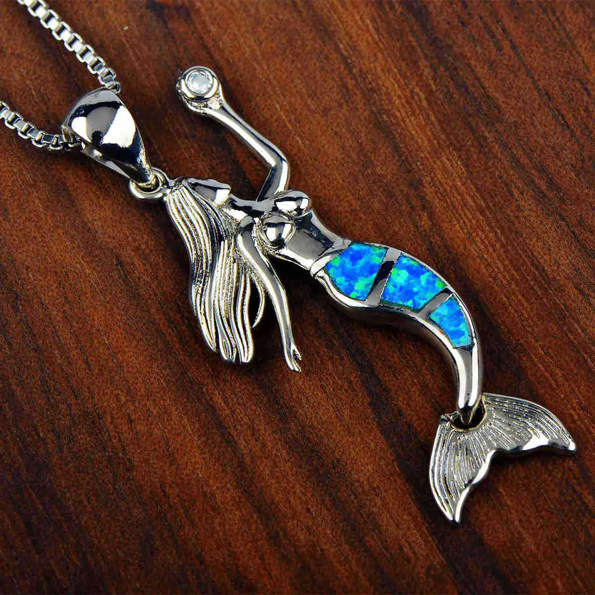 Elegant Ins-Inspired Mermaid Tears Opal Necklace | Blue Ocean Aura Statement Sweater Chain