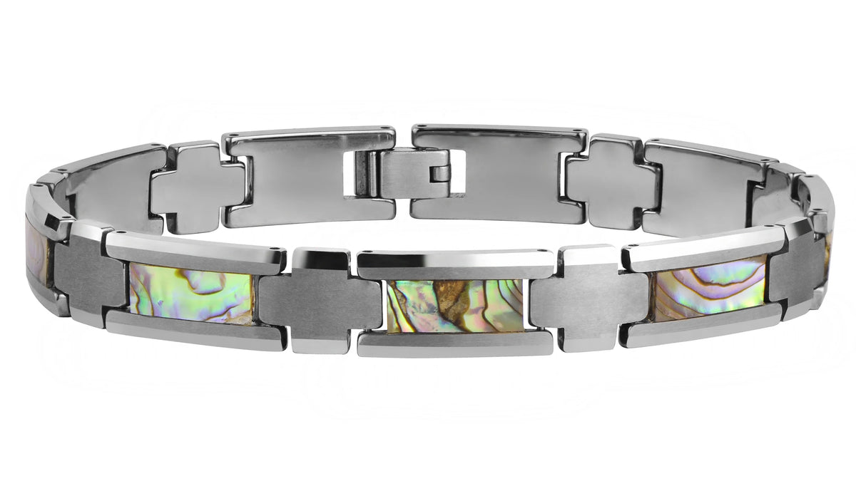 Fashion Men's Tungsten Carbide Magnetic Bracelet with Wood Inlay