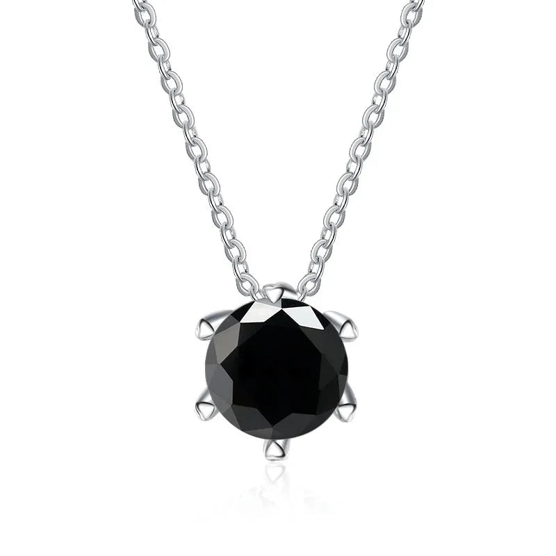 Factory Custom Minimalist 925 Sterling Silver Six Claw Set Round Cut 1 Carat Colorful Moissanite Pendant Necklaces Women