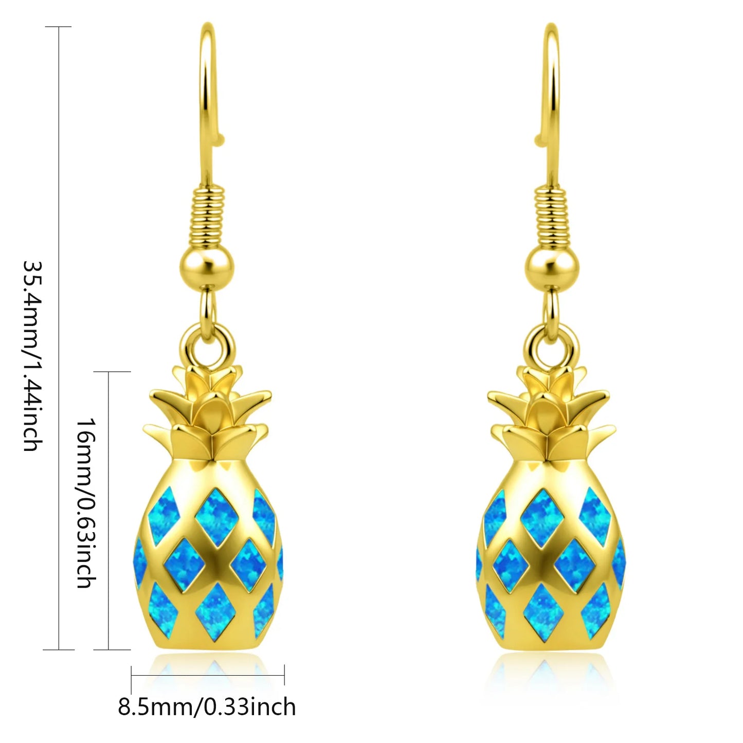 Geometric Opal Pineapple Earrings - Blue Fire Opal Solitaire & CZ Accent Design | Elegant Formal Jewelry Bulk Gifts