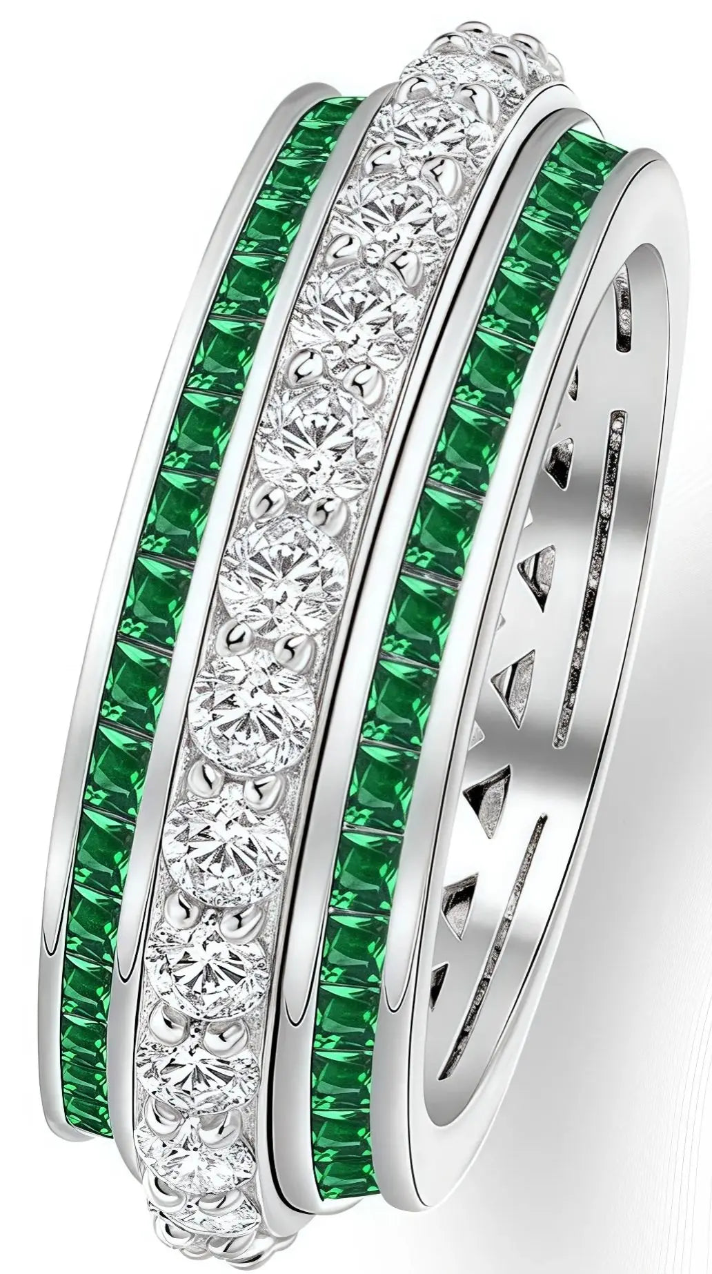 MUSHAN Jewelry Factory 925 Sterling Silver Round Ring Wedding Bands 1.5mm Rotatable High Carbon Diamond Fine Rings for Women