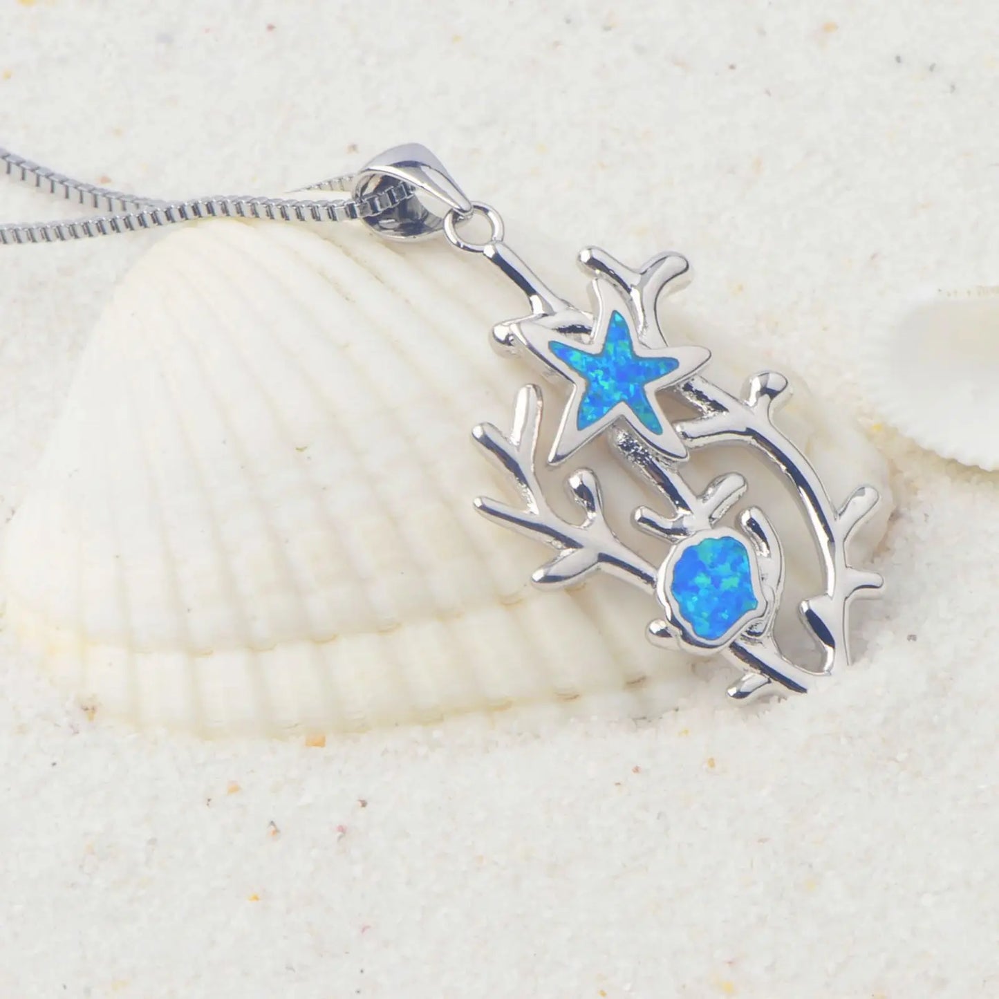 TikTok Ins Trendy Blue Sea Cucumber Pendant Necklace-Copper Opal Inlaid Sweater Chain Link Chain Fashion Jewelry Wholesale