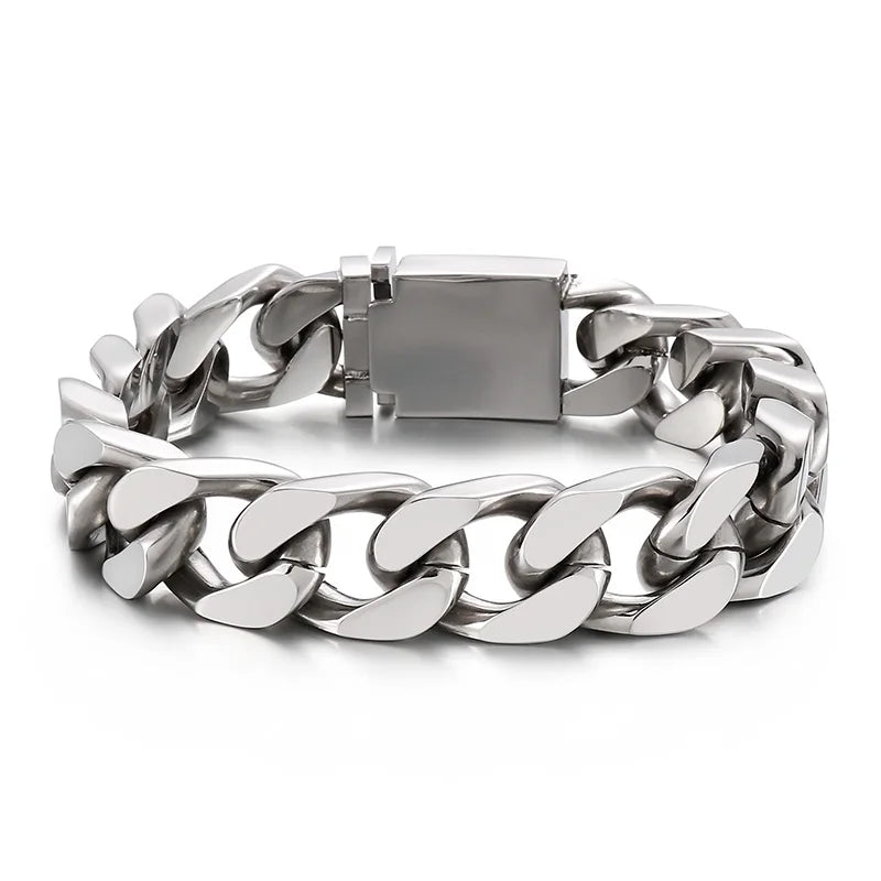 VIKING Mens Hip-Hop Cuban Link Bracelet – Silver, Gold, Black & Rainbow