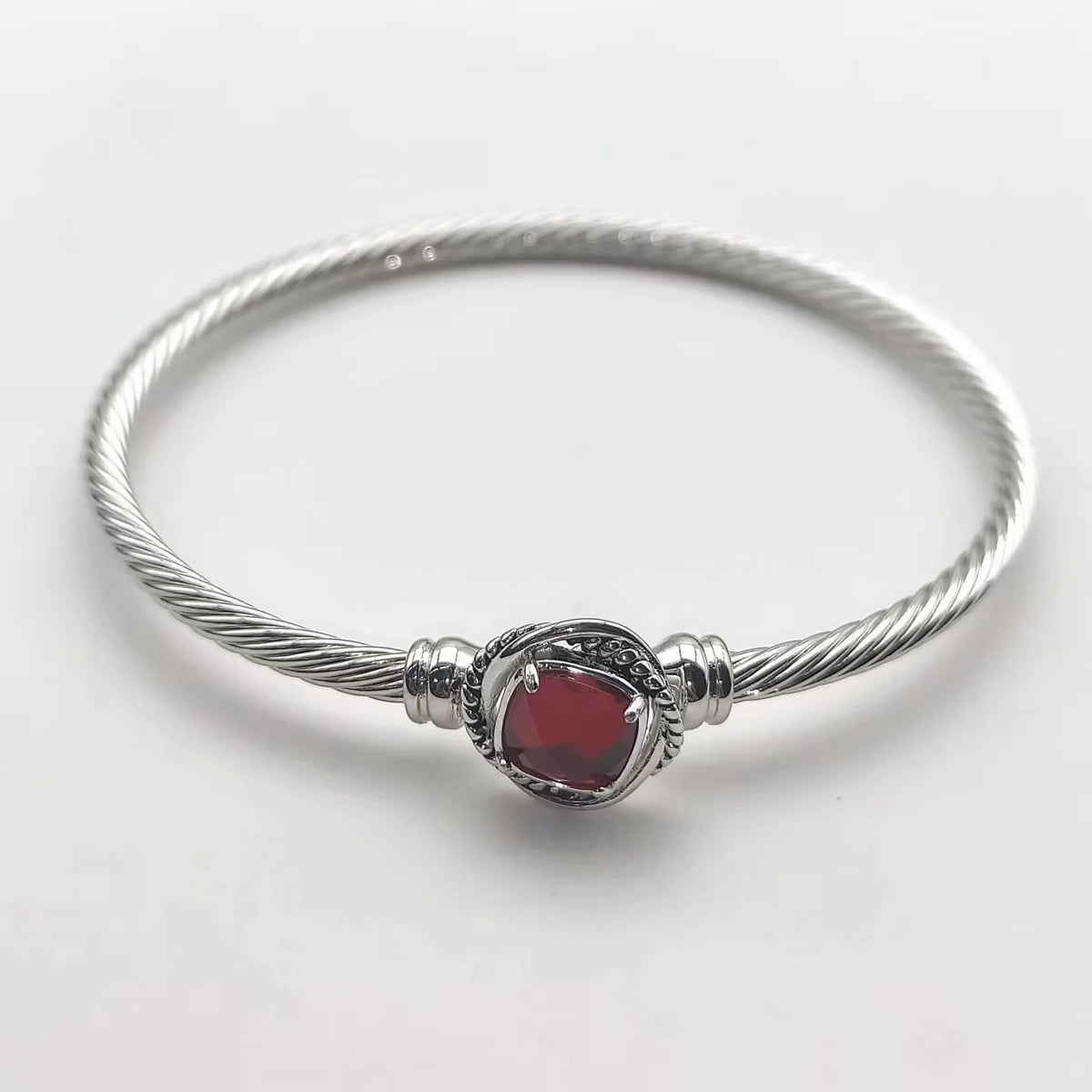 FASHIONISTA DY High-Quality Silver-Plated 3mm Square-Cut Diamond Bracelet, Colored Diamond Bracelet, Jewelry