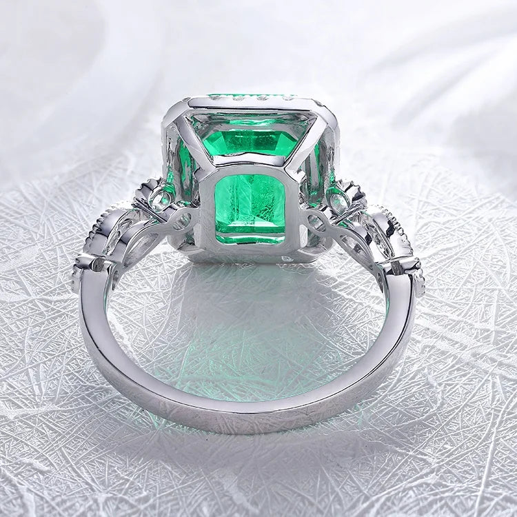 Gemfiori High-class Emerald Women Ring With Optional 9K/10K/14Kgold Women Jewelry Gift Lab Grown Emerald Gold Ring Customizable Style
