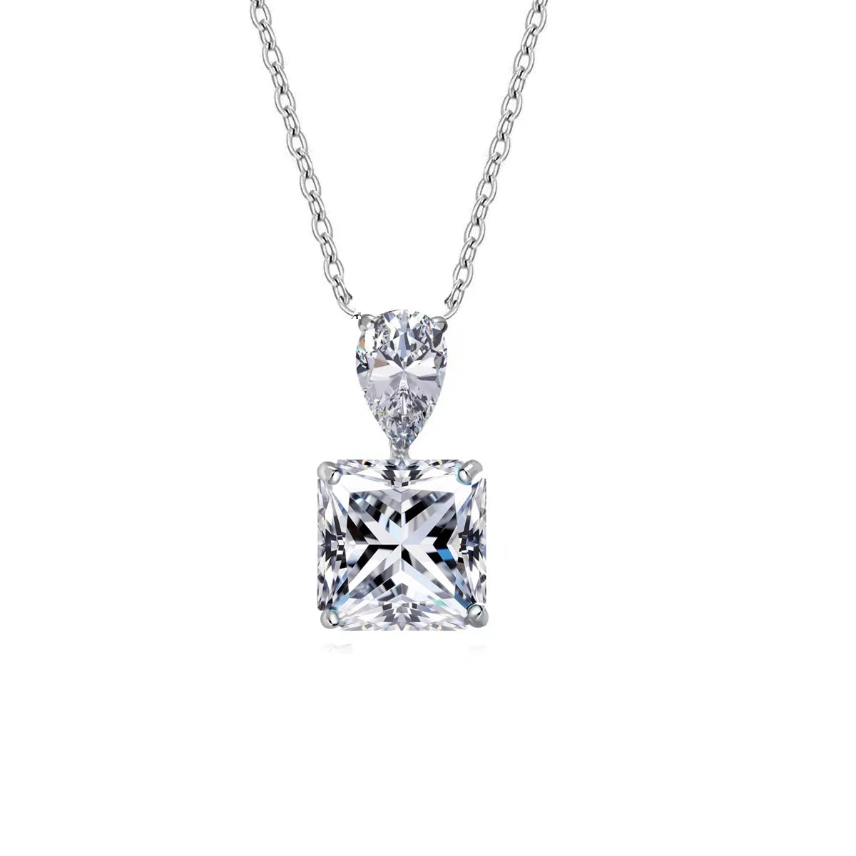 S&S 925 Sterling Silver 8A Ice Flower Cut CZ Pendant Necklace – Rhodium Plated – Collection